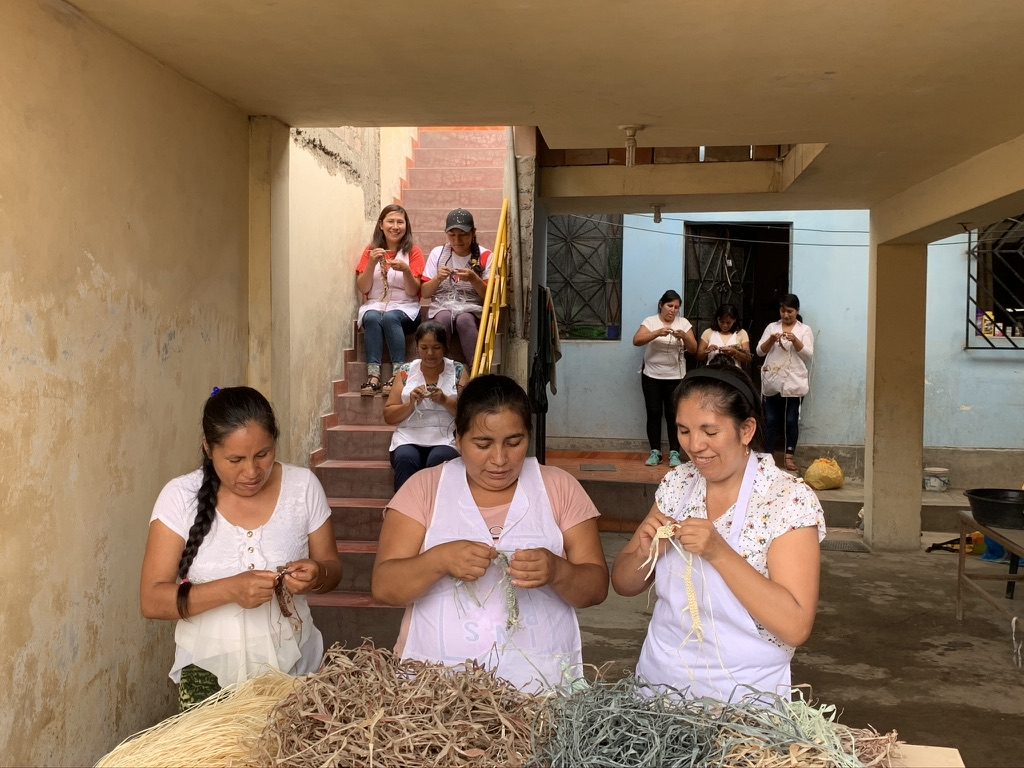 Artisans working on natural fibers